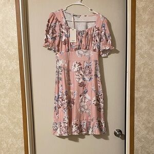 Grace Karin Pink Floral Midi Dress